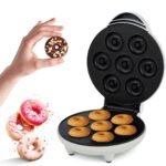 🍩 ماكينة صنع الميني دونات – 7 وحدات، تسخين مزدوج، وطبقة مانعة للالتصاق