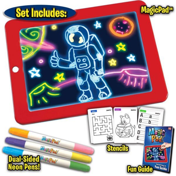 MagicPad-Glow-cnc-600x600-1.jpg Tablette à dessin magique 3D avec lumière LED et stylo aquarelle – لوحة رسم ثلاثية الأبعاد مزودة بإضاءة أقلام مائية ملونة - الصورة 1