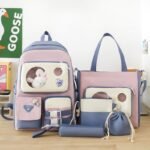 Ensemble de sacs d’école Kawai pour adolescents 5Pcs Guiyu V2 Bleu – محفظة 5 قطع كاواي أزرق