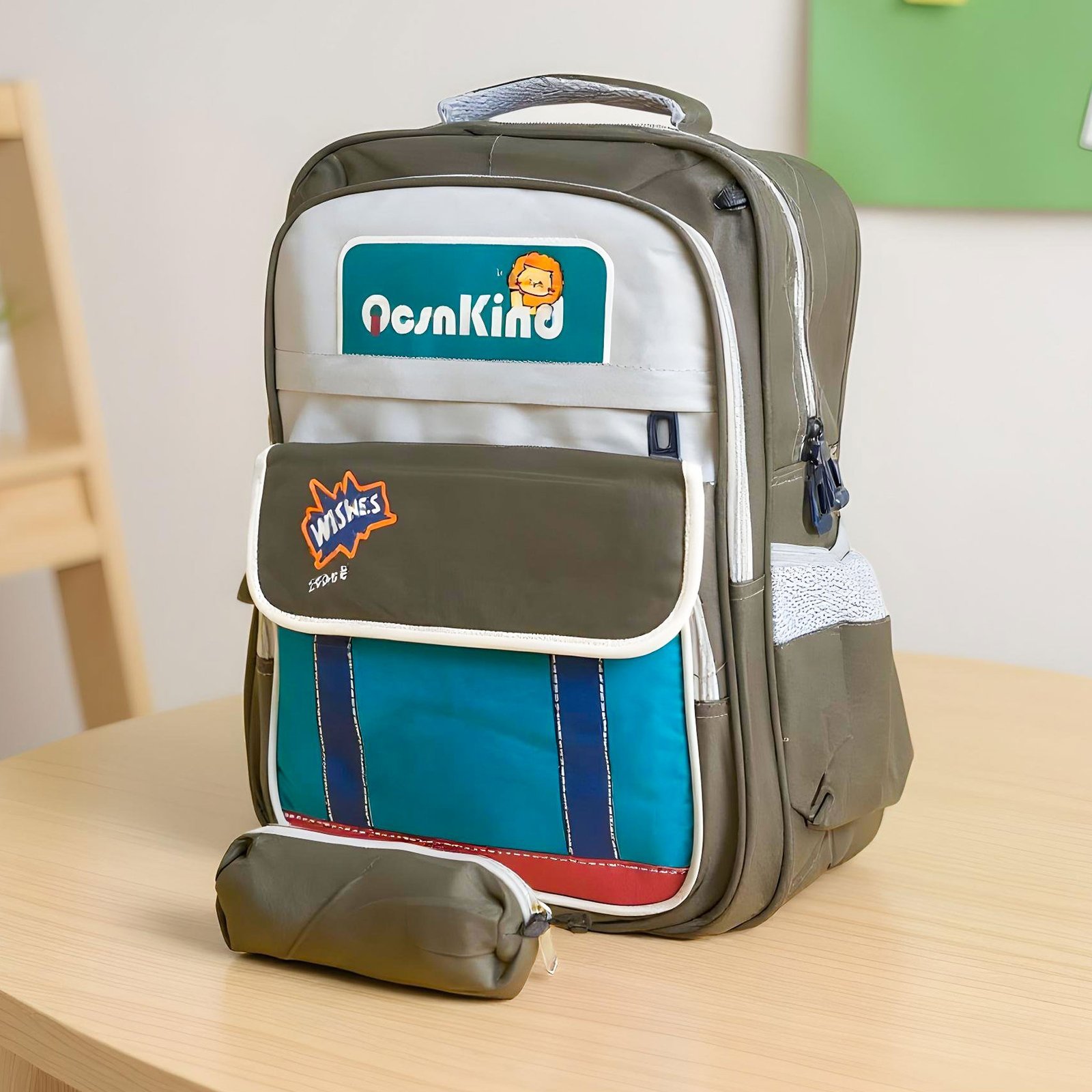 Sac-a-dos-2504-VertB-cnc-1.jpg Sac à Dos pour Enfants avec Trousse Assortie 2504 Vert – حقيبة ظهر مدرسية للأطفال مع مقلمة أخضر - الصورة 1