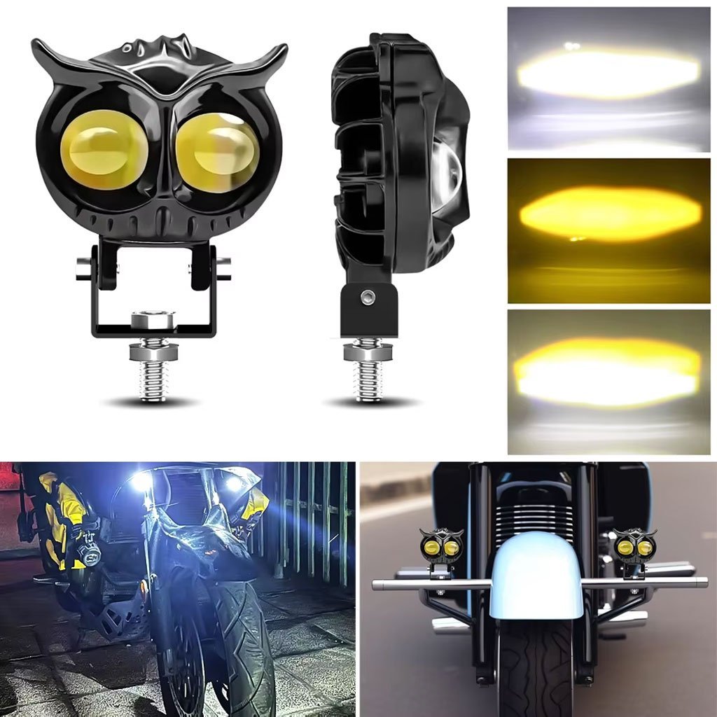 boom-light-cnc-1-1.jpg Lumière de hibou antibrouillard LED pour la moto 1Pcs – مصباح دراجات نارية عالي السطوع - الصورة 1