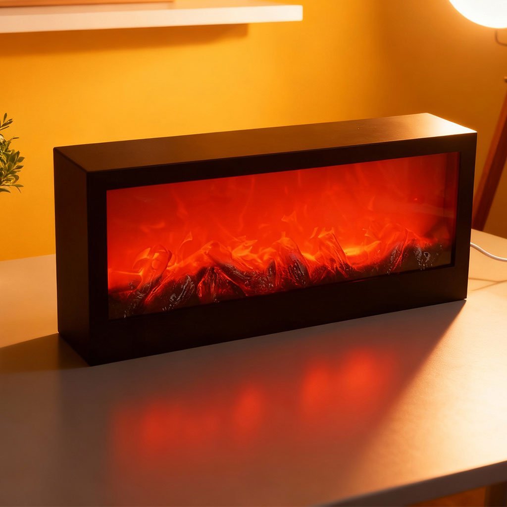 fire-place-rec-cnc-1.jpg Cheminée LED décorative effet flammes forme rectangulaire - الصورة 1