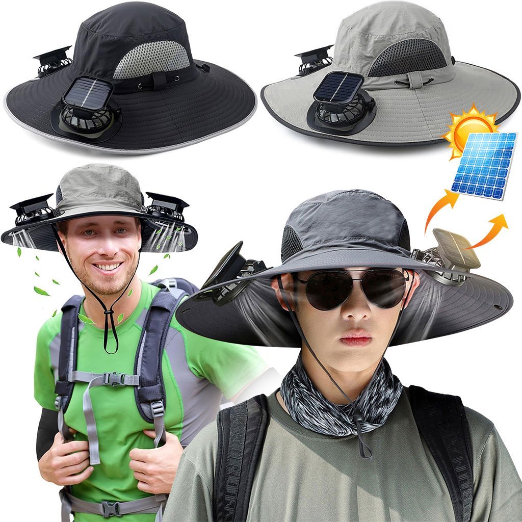 venti-hat-cnc3-1.jpg Chapeau de soleil à large bord avec double ventilateur – قبعة للحماية من الشمس مع مروحات - الصورة 1